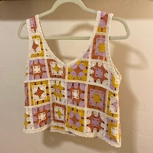 Crochet top - orange & pink